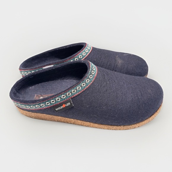 Haflinger Grizzly Classic Felt Wool Clog Slipper Unisex Sz 41 M8 W10 Navy - Picture 1 of 8